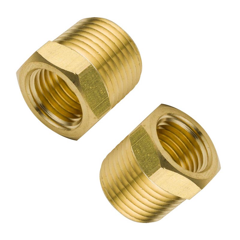 Legines Brass Pipe Fitting Hex Bushing 3/4" NPT Male x 3/8" NPT Female Adapter 1200psi (Pack of 2) - Image 1